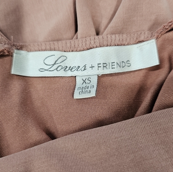 Lovers + FRIENDS Sweet Things Fit & Flare Dress, Backless Tie Neck Pink - Picture 2 of 9